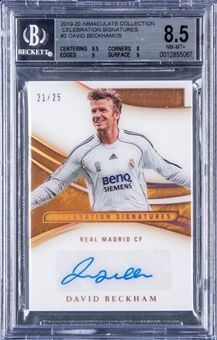 2019-20 Panini Immaculate Collection "Celebration Signatures" #CS-DB David Beckham Signed Card (#21/25) - BGS NM-MT+ 8.5/BGS 10